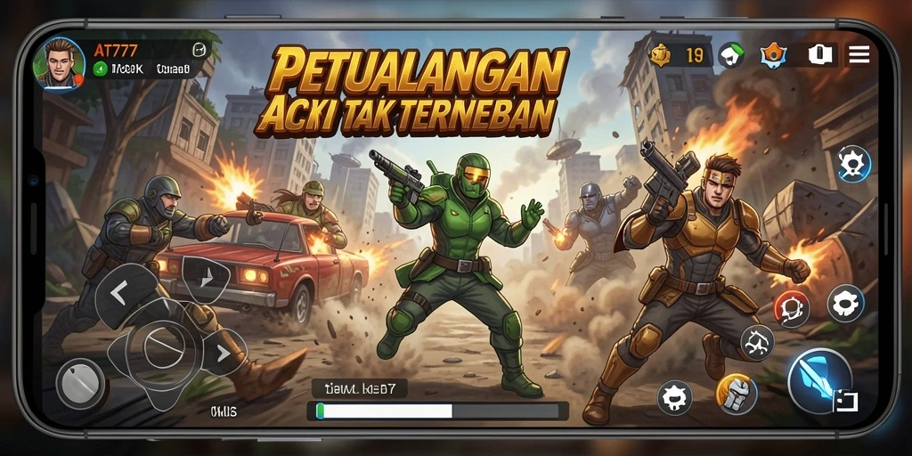 Screenshot AT777 menampilkan aksi pertempuran yang mendebarkan.