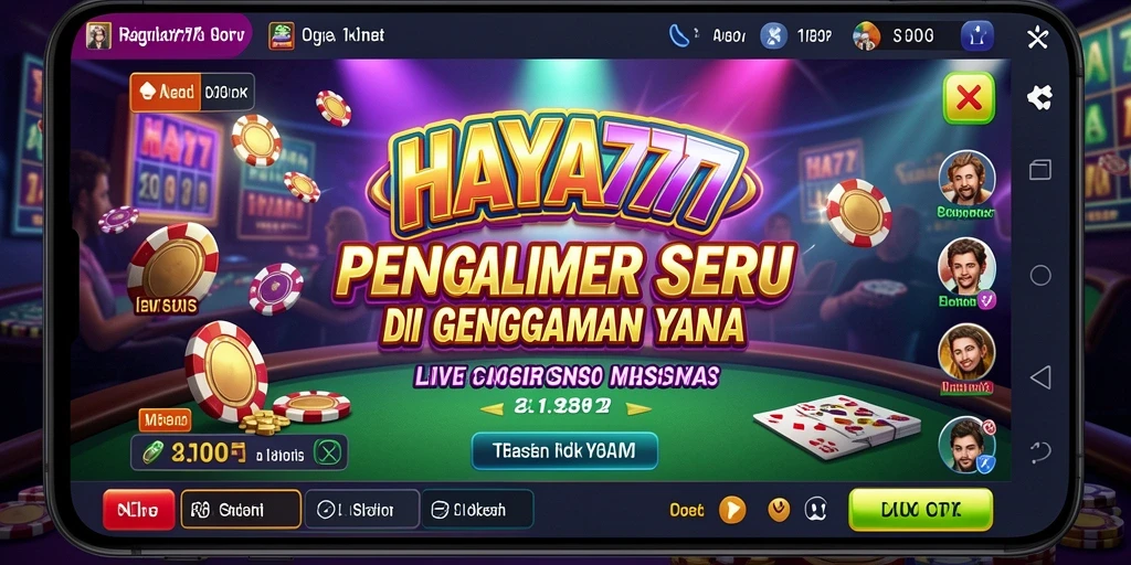 Screenshot gameplay HAYA777 yang menampilkan dealer langsung dan suasana kasino.