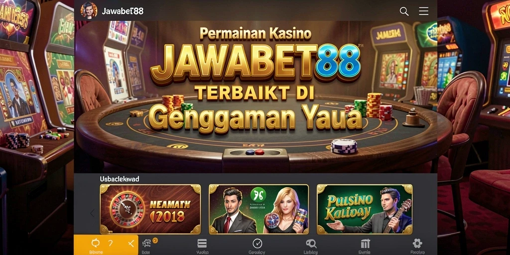 Screenshot utama JAWABET88 menampilkan gameplay kasino yang seru.