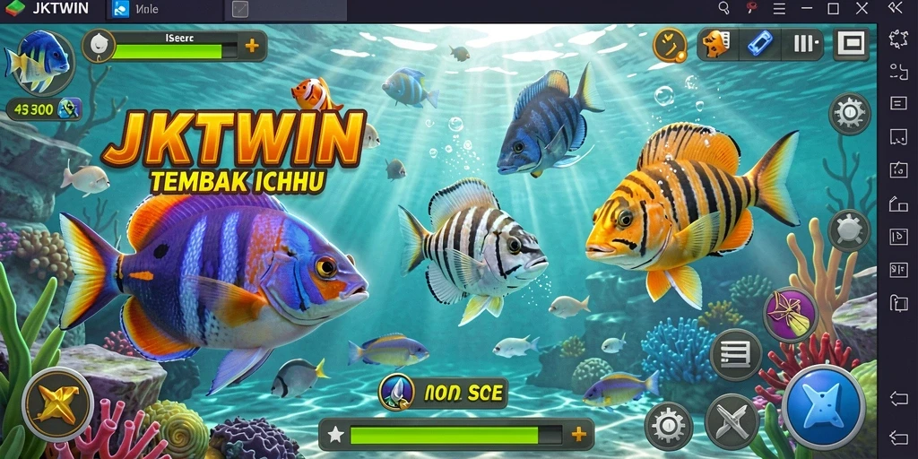 Screenshot utama menampilkan aksi tembak ikan yang seru di JKTWIN.