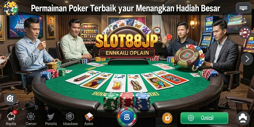 Screenshot utama SLOT88JP menampilkan keseruan bermain Poker secara langsung.