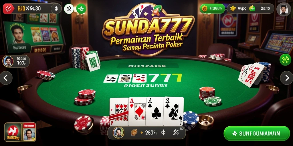 Tampilan gameplay SUNDA777 yang menarik saat permainan Poker berlangsung.