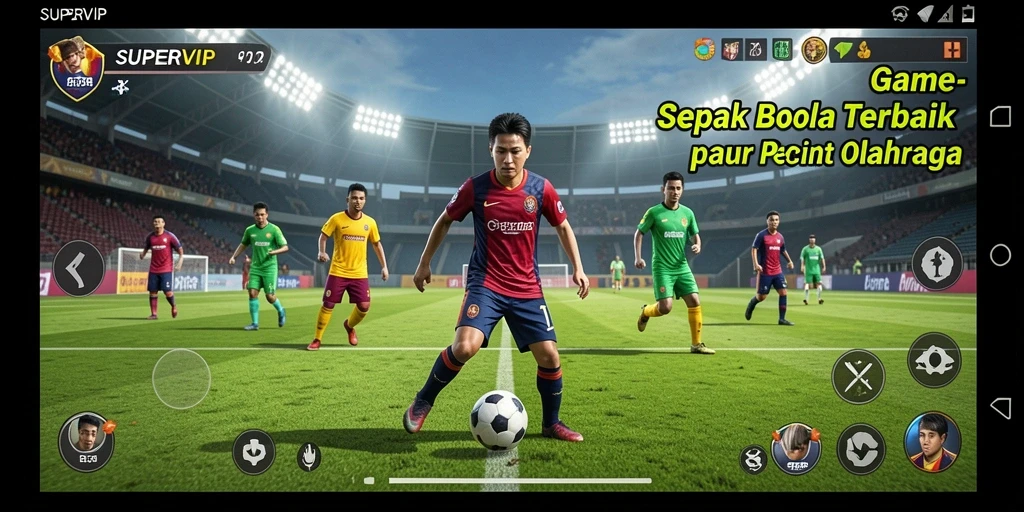 Tampilan gameplay <strong>SUPERVIP</strong> yang seru dan realistis dalam pertandingan sepak bola.